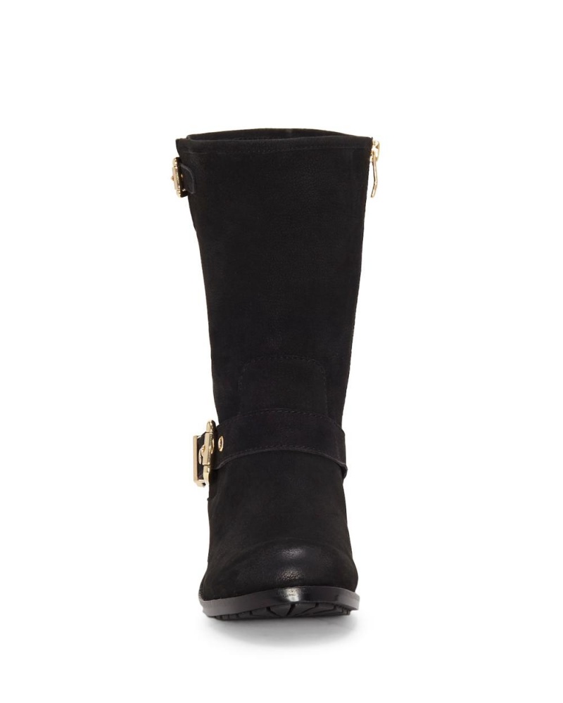 Botas Cuero Vince Camuto Winchell Moto Mujer Negras | 697-QDFBRT