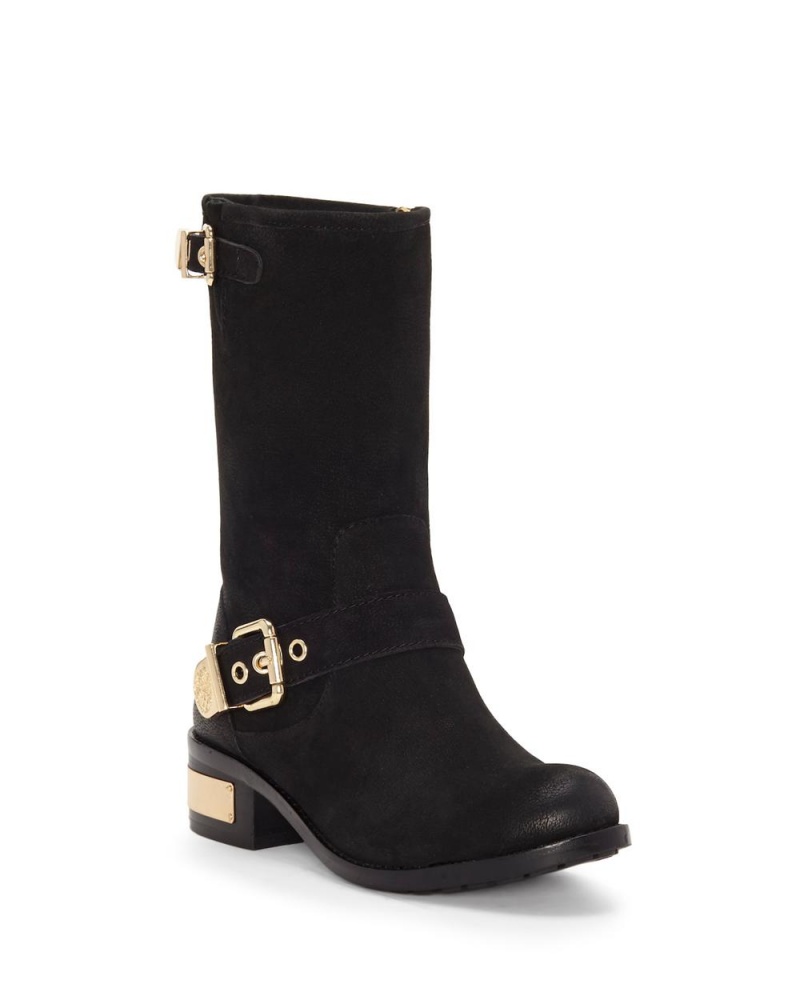 Botas Cuero Vince Camuto Winchell Moto Mujer Negras | 697-QDFBRT