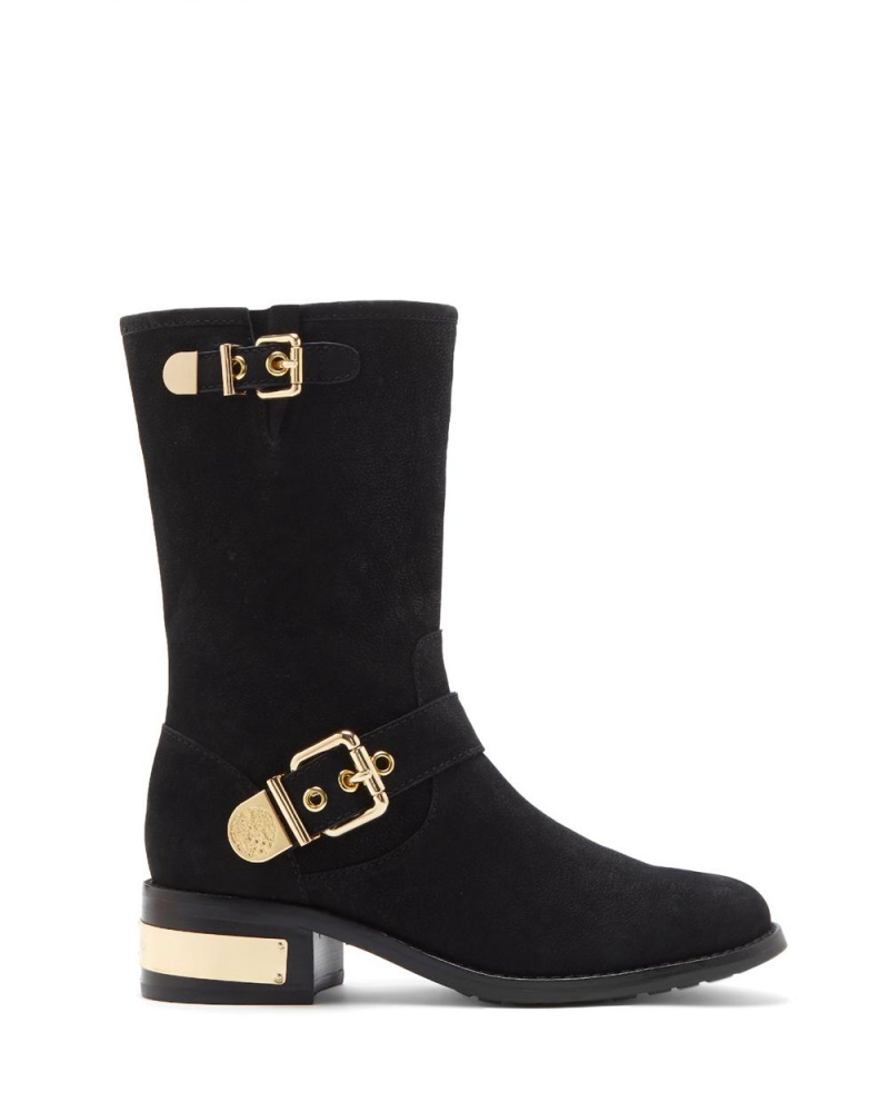 Botas Cuero Vince Camuto Winchell Moto Mujer Negras | 697-QDFBRT