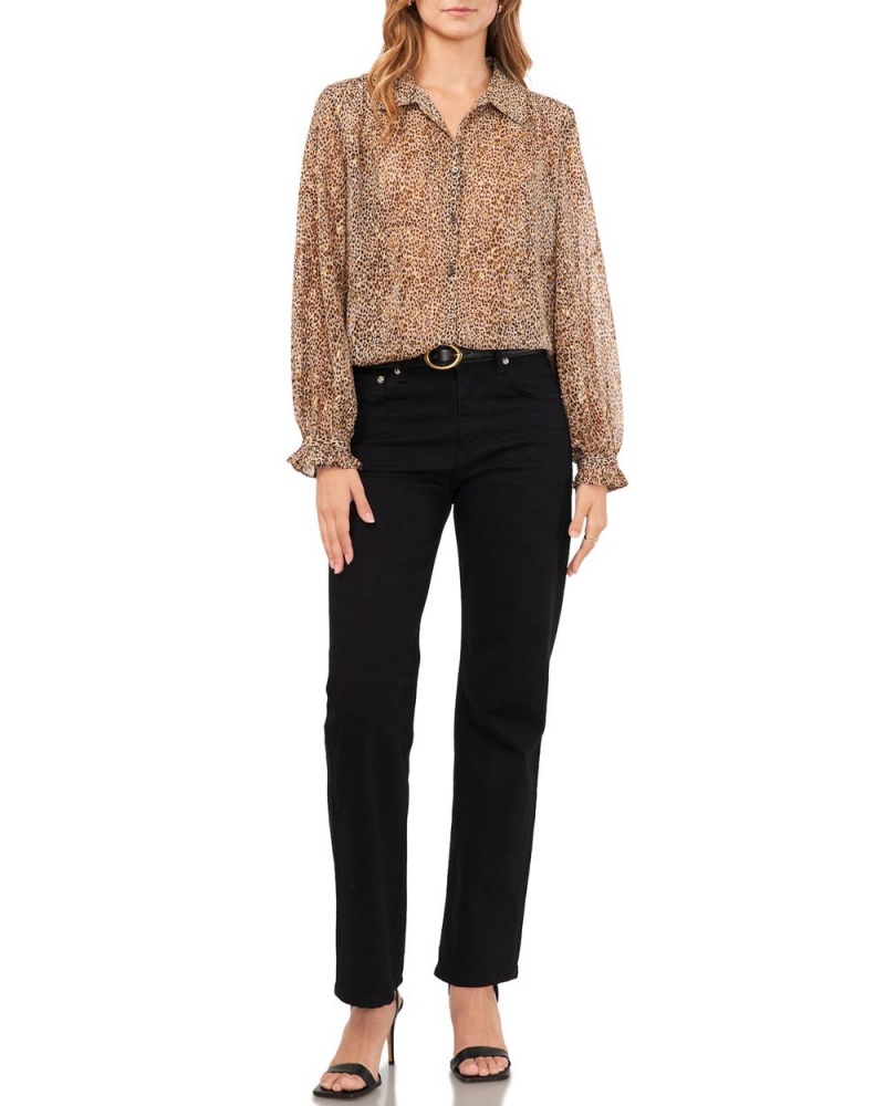 Camisa Vince Camuto Cheetah-Print Chiffon Shirt Mujer Marrones | 170-GWQHLI