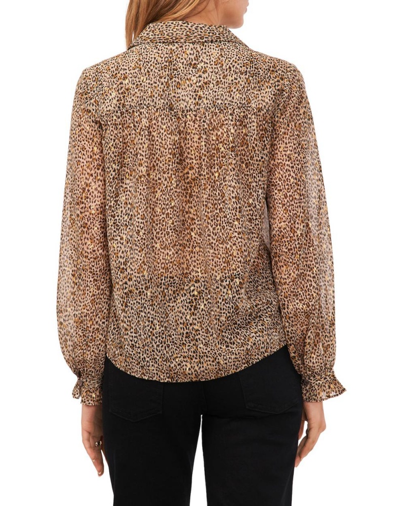 Camisa Vince Camuto Cheetah-Print Chiffon Shirt Mujer Marrones | 170-GWQHLI