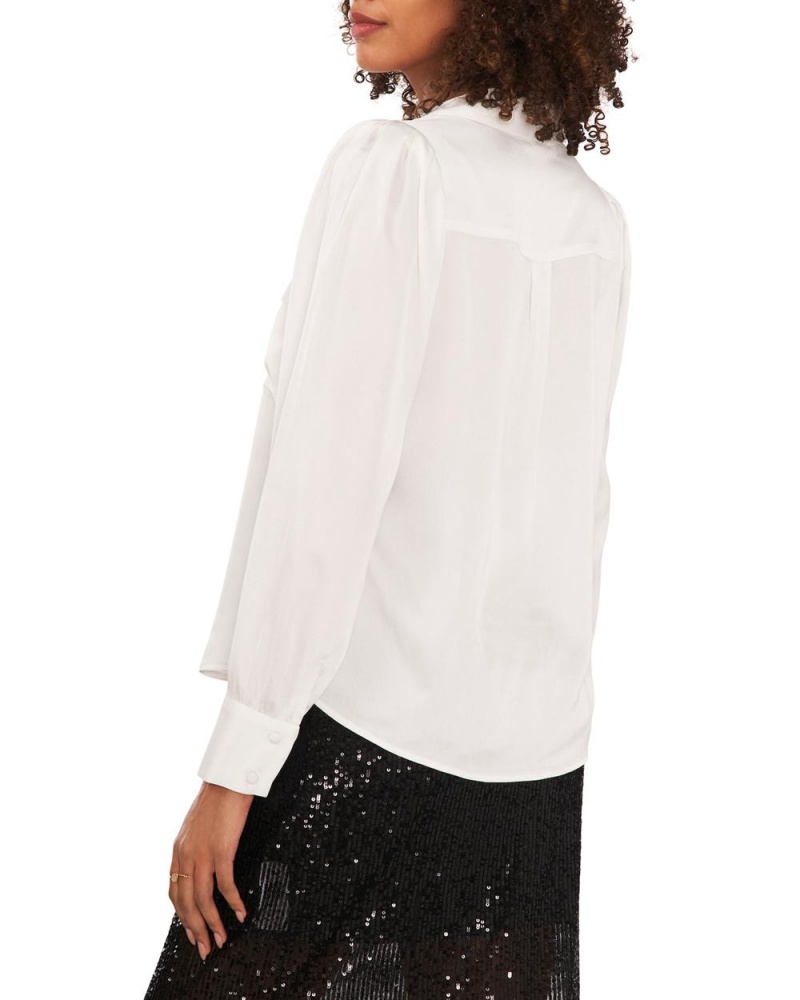 Camisa Vince Camuto Satin Utility Shirt Mujer Blancas | 935-SUNXPL