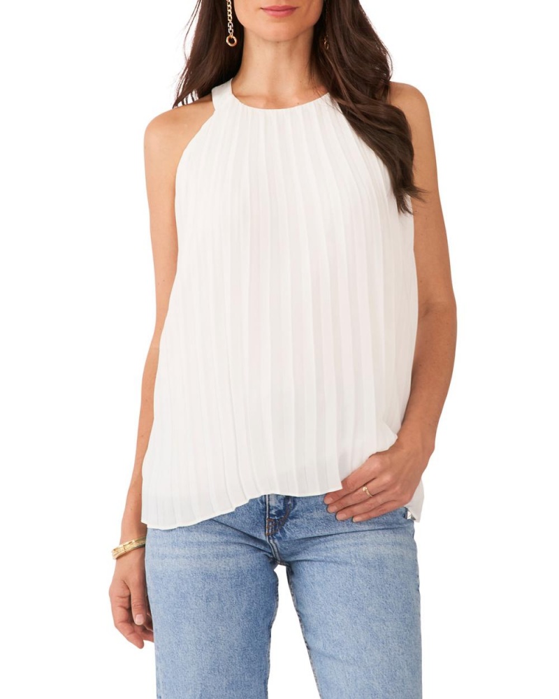 Camiseta Tirantes Vince Camuto Plisado Mujer Blancas | 923-BAEDGV