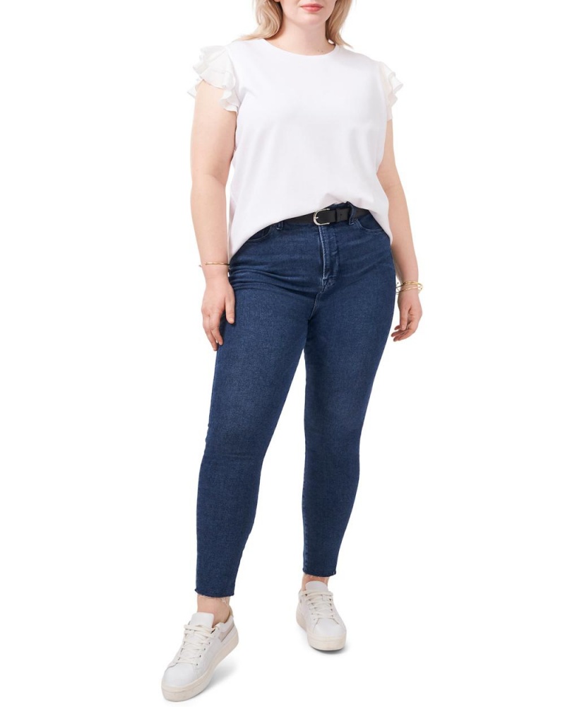 Camiseta Vince Camuto Tiered Ruffle-Sleeve (Plus Size) Mujer Blancas | 541-NLDTRA