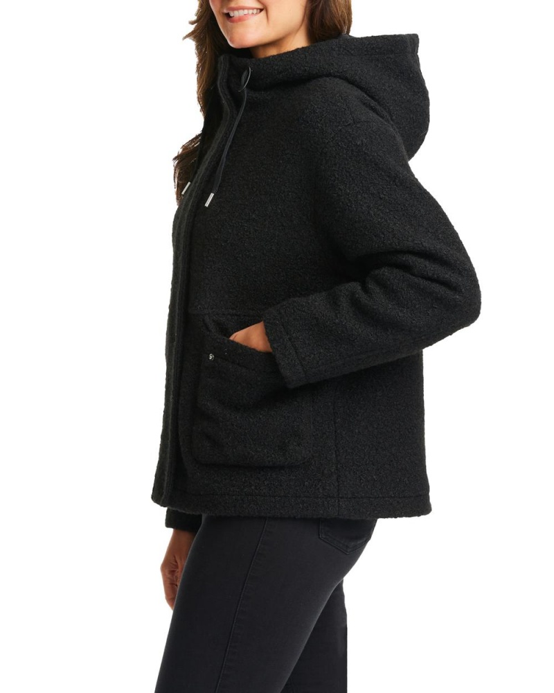 Casacas Vince Camuto Hooded Boucle Mujer Negras | 965-IDCFZQ