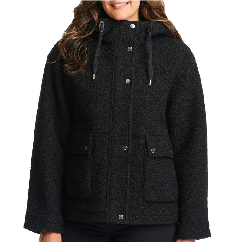 Casacas Vince Camuto Hooded Boucle Mujer Negras | 965-IDCFZQ