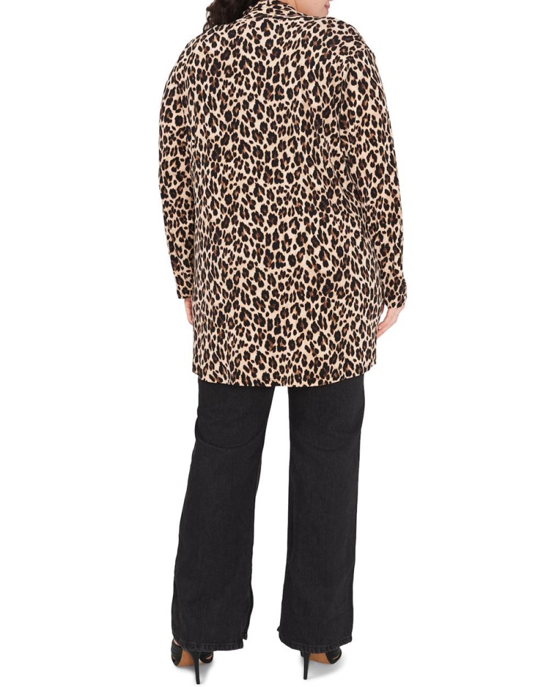 Cárdigan Vince Camuto Leopard-Print Open-Front Cardigan (Plus Size) Mujer Negras Leopardo | 074-VENRHW