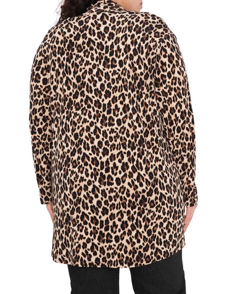 Cárdigan Vince Camuto Leopard-Print Open-Front Cardigan (Plus Size) Mujer Negras Leopardo | 074-VENRHW