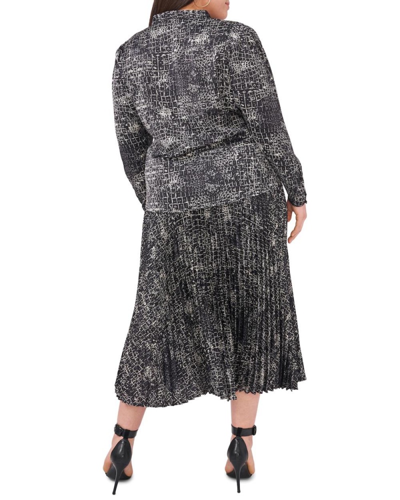 Falda Vince Camuto Croc-Print Plisado Midi (Plus Size) Mujer Negras | 804-TQHJZL