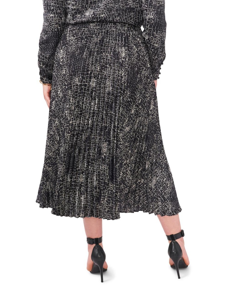 Falda Vince Camuto Croc-Print Plisado Midi (Plus Size) Mujer Negras | 804-TQHJZL