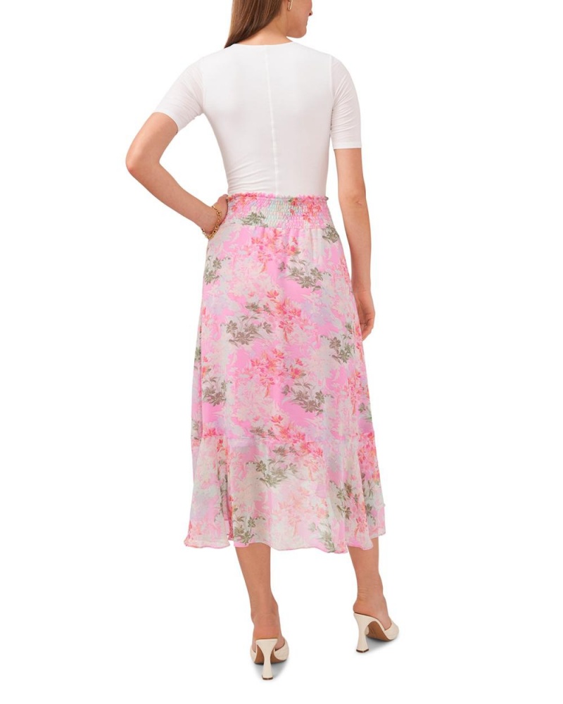 Falda Vince Camuto Floral-Print Faux-Wrap Midi Mujer Verde | 197-OPDUQJ