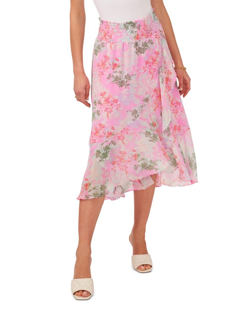 Falda Vince Camuto Floral-Print Faux-Wrap Midi Mujer Verde | 197-OPDUQJ