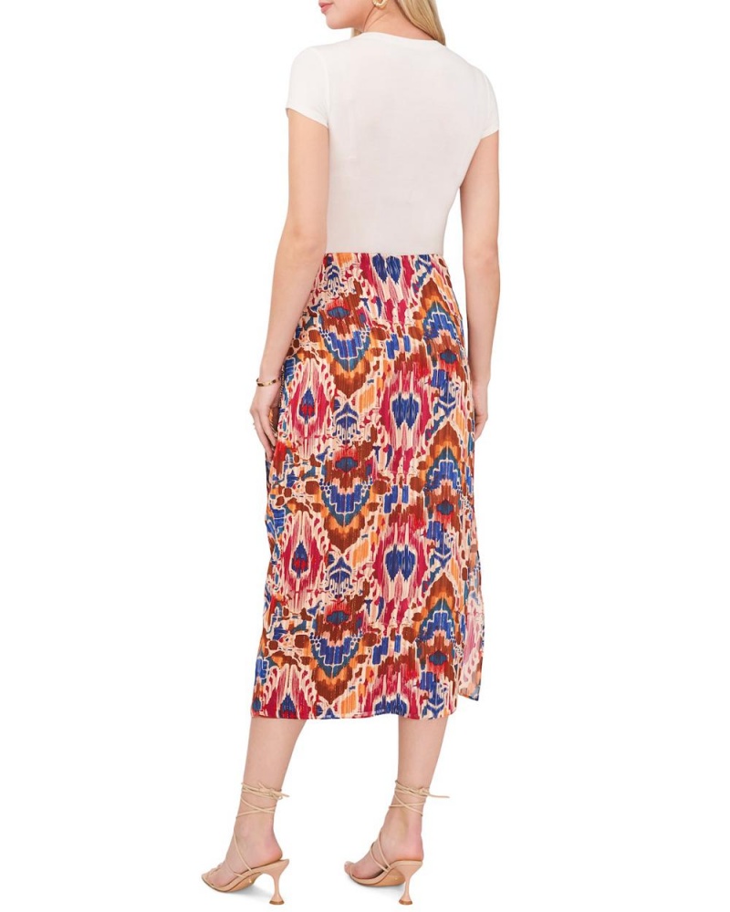 Falda Vince Camuto Printed Tie-Front Midi Mujer Rojas | 601-KRFJNC