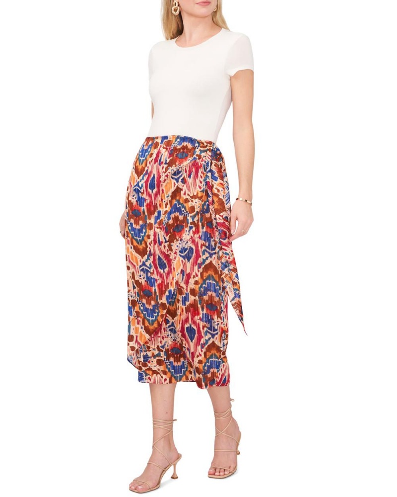 Falda Vince Camuto Printed Tie-Front Midi Mujer Rojas | 601-KRFJNC