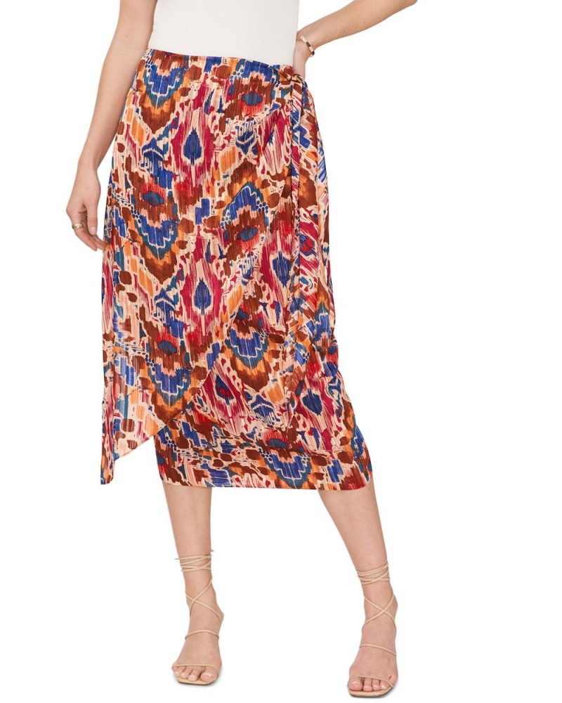 Falda Vince Camuto Printed Tie-Front Midi Mujer Rojas | 601-KRFJNC