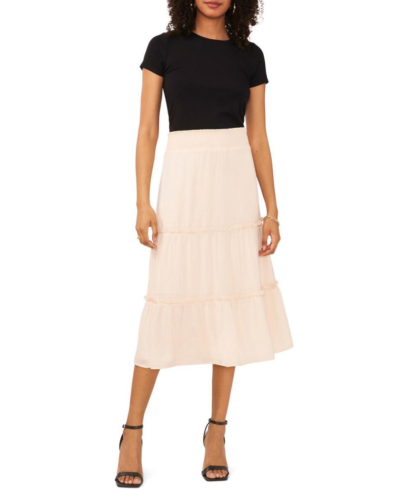 Falda Vince Camuto Tiered Ruffled Midi Mujer Blancas | 869-GASEZM