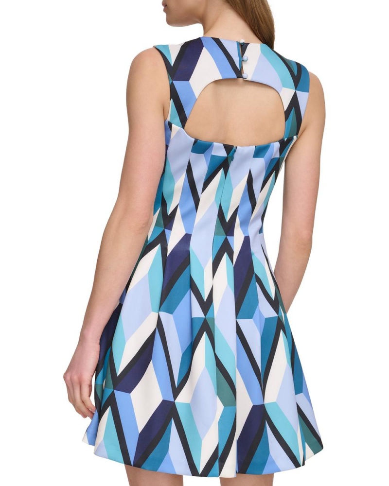 Mini Vestido Vince Camuto Abstract Chevron-Print Fit-And-Flare Mujer Azules | 561-COVPYI