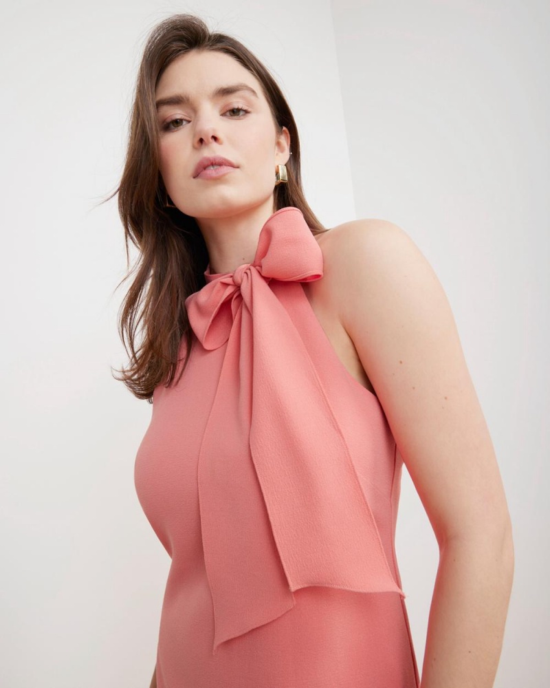 Mini Vestido Vince Camuto Bow-Neck Mujer Coral | 140-GTQFOS