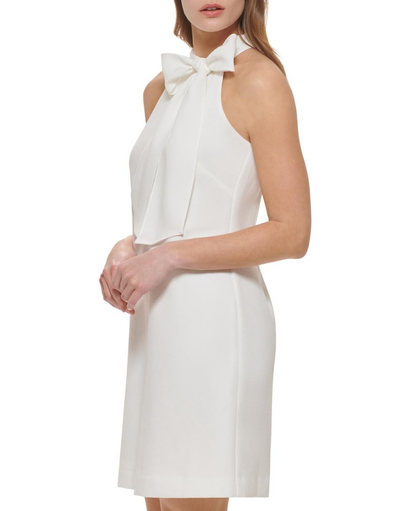 Mini Vestido Vince Camuto Bow-Neck Mujer Blancas | 231-HLBGMR