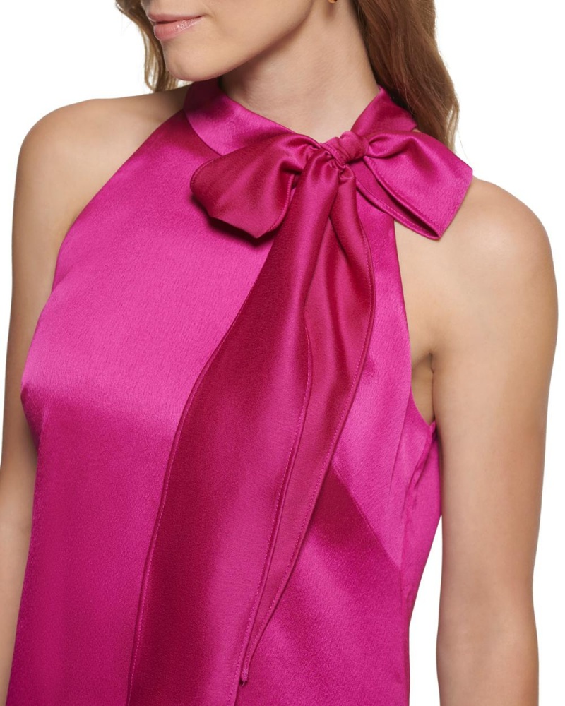 Mini Vestido Vince Camuto Bow-Neck Mujer Fucsia Rosas | 359-RBFNYX