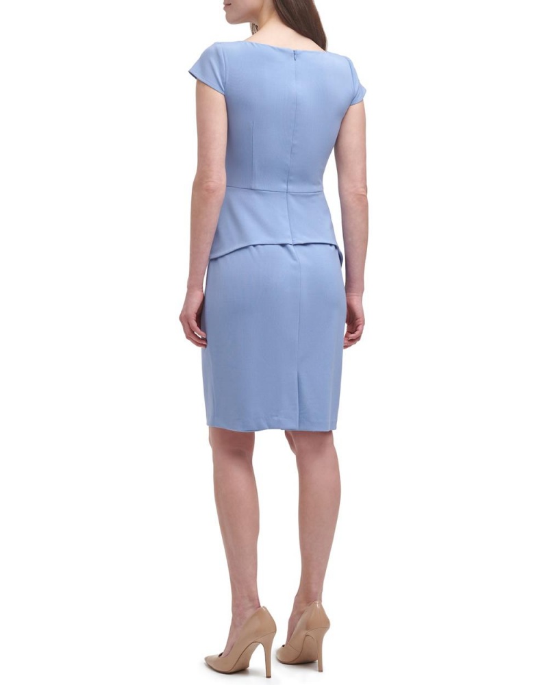 Mini Vestido Vince Camuto Cap-Sleeve Peplum (Petite) Mujer Azules | 861-HJLRKC