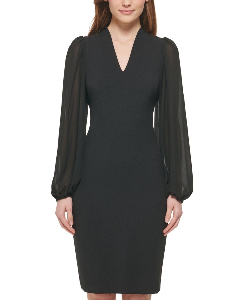 Mini Vestido Vince Camuto Chiffon-Sleeve Sheath Mujer Negras | 043-VRTYME