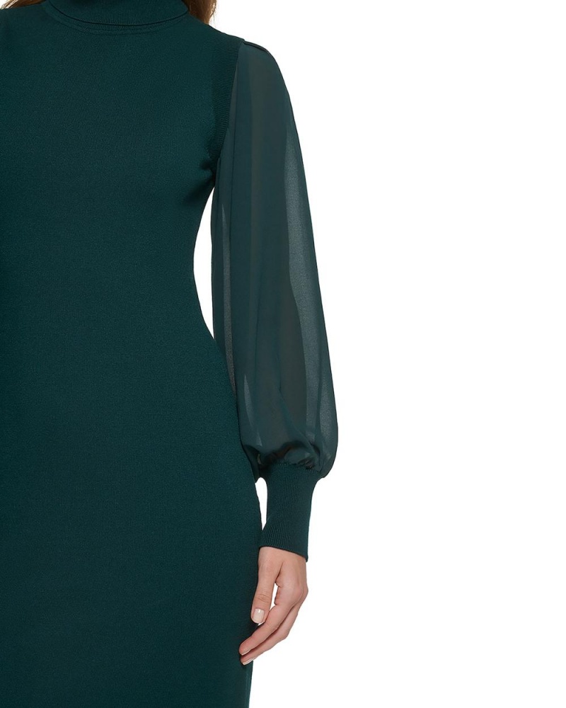 Mini Vestido Vince Camuto Chiffon-Sleeve Turtleneck Mujer Verde | 743-RDYXWB