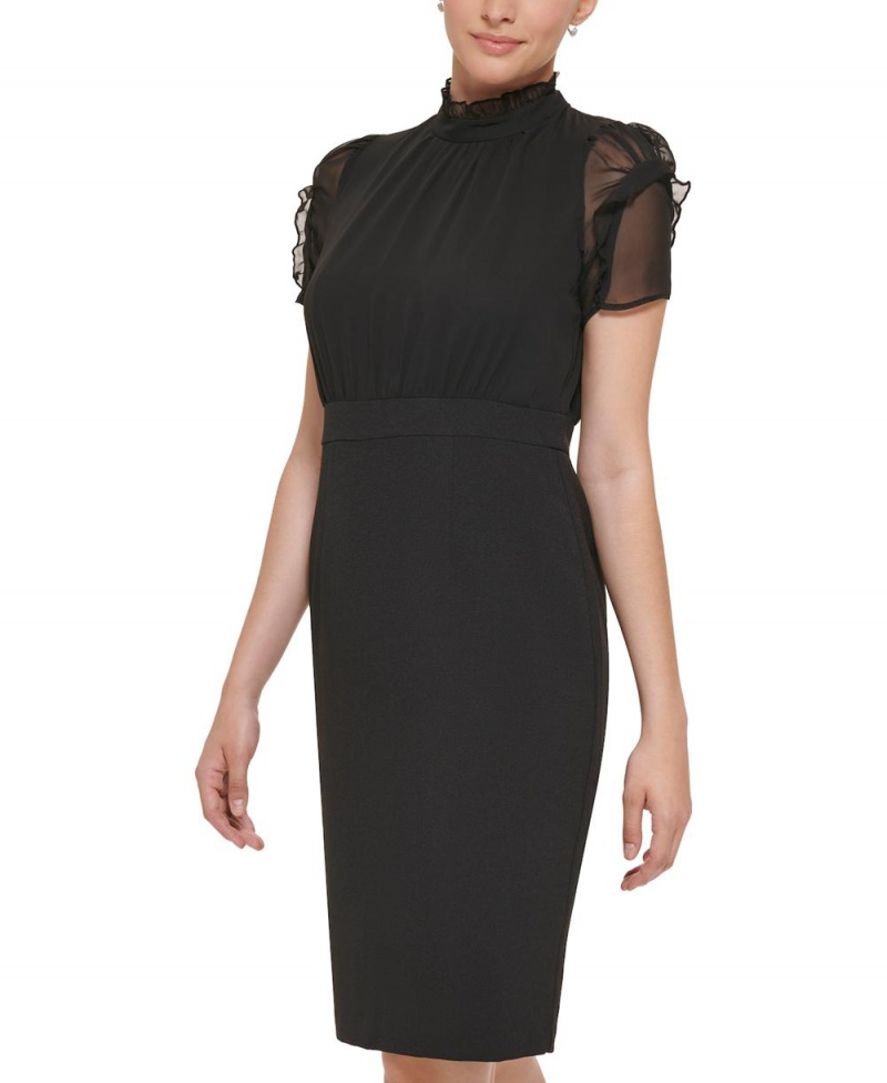 Mini Vestido Vince Camuto Chiffon-Sleeve Mujer Negras | 914-MDZFTV