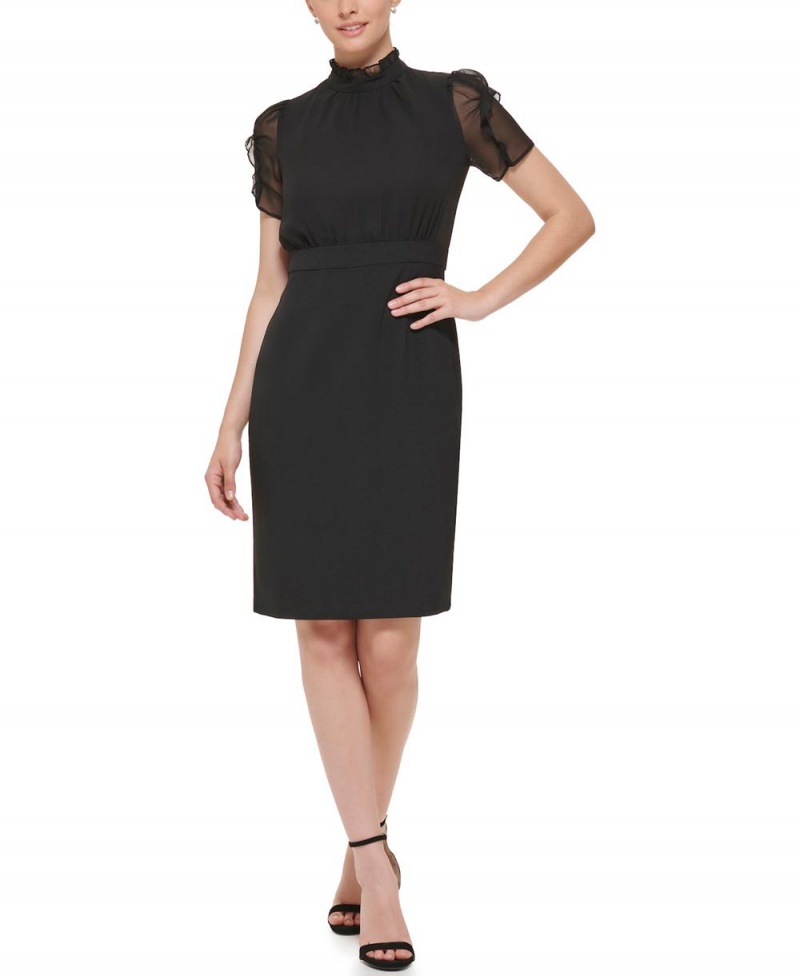 Mini Vestido Vince Camuto Chiffon-Sleeve Mujer Negras | 914-MDZFTV