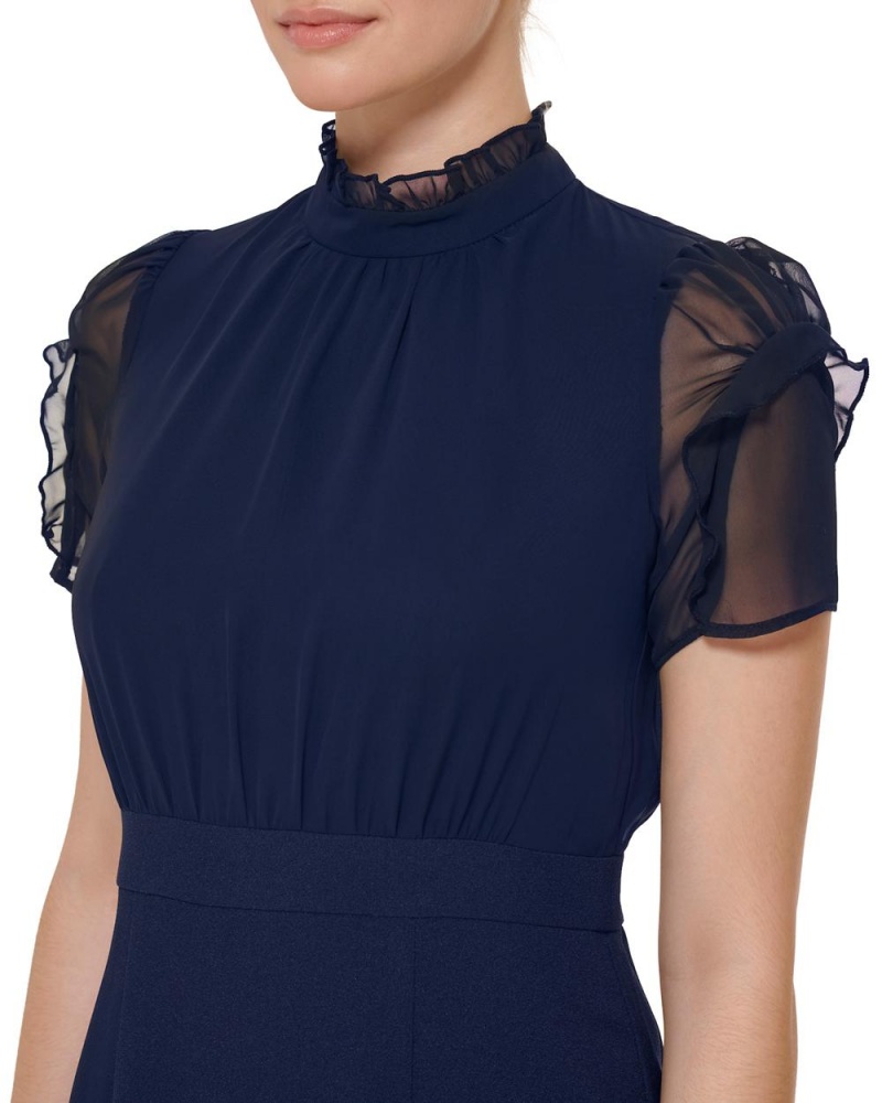 Mini Vestido Vince Camuto Chiffon-Sleeve Mujer Azul Marino | 396-IBRJVD