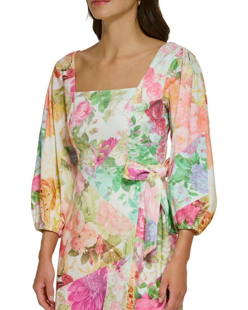 Mini Vestido Vince Camuto Floral-Print Mini Mujer Blancas | 614-CTENXW