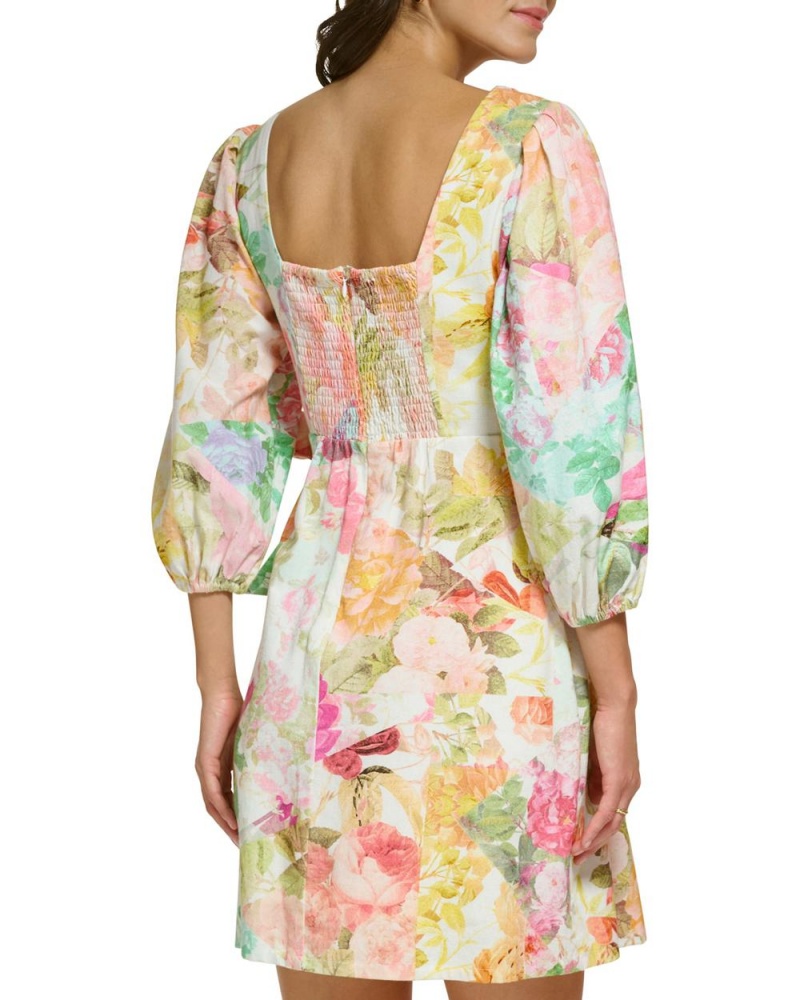 Mini Vestido Vince Camuto Floral-Print Mini Mujer Blancas | 614-CTENXW