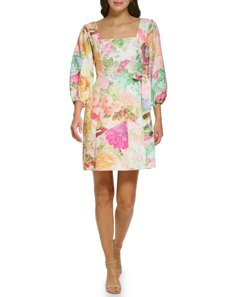 Mini Vestido Vince Camuto Floral-Print Mini Mujer Blancas | 614-CTENXW