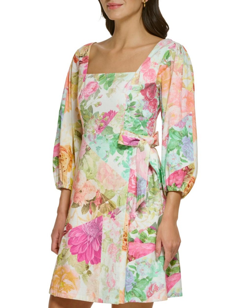 Mini Vestido Vince Camuto Floral-Print Mini Mujer Blancas | 614-CTENXW