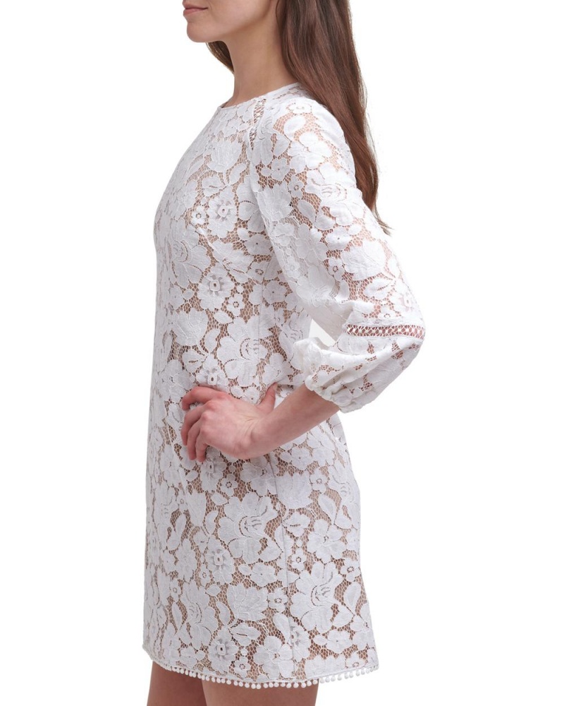 Mini Vestido Vince Camuto Lace Balloon-Sleeve (Petite) Mujer Blancas | 962-HWBUMF