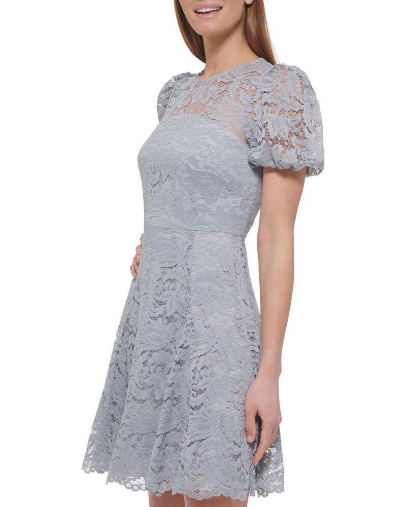 Mini Vestido Vince Camuto Lace Fit-And-Flare Mujer Gris | 257-UIMHVA