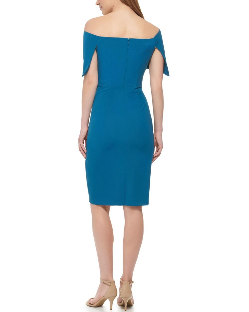 Mini Vestido Vince Camuto Off-The-Shoulder Sheath Mujer Azules | 284-UGOERV