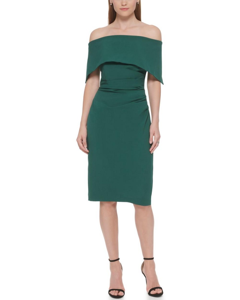 Mini Vestido Vince Camuto Off-The-Shoulder Sheath Mujer Verde | 408-GDRJZQ