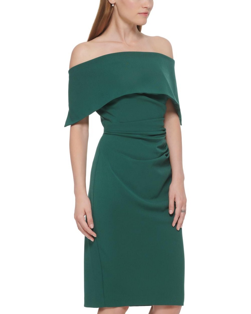 Mini Vestido Vince Camuto Off-The-Shoulder Sheath Mujer Verde | 408-GDRJZQ