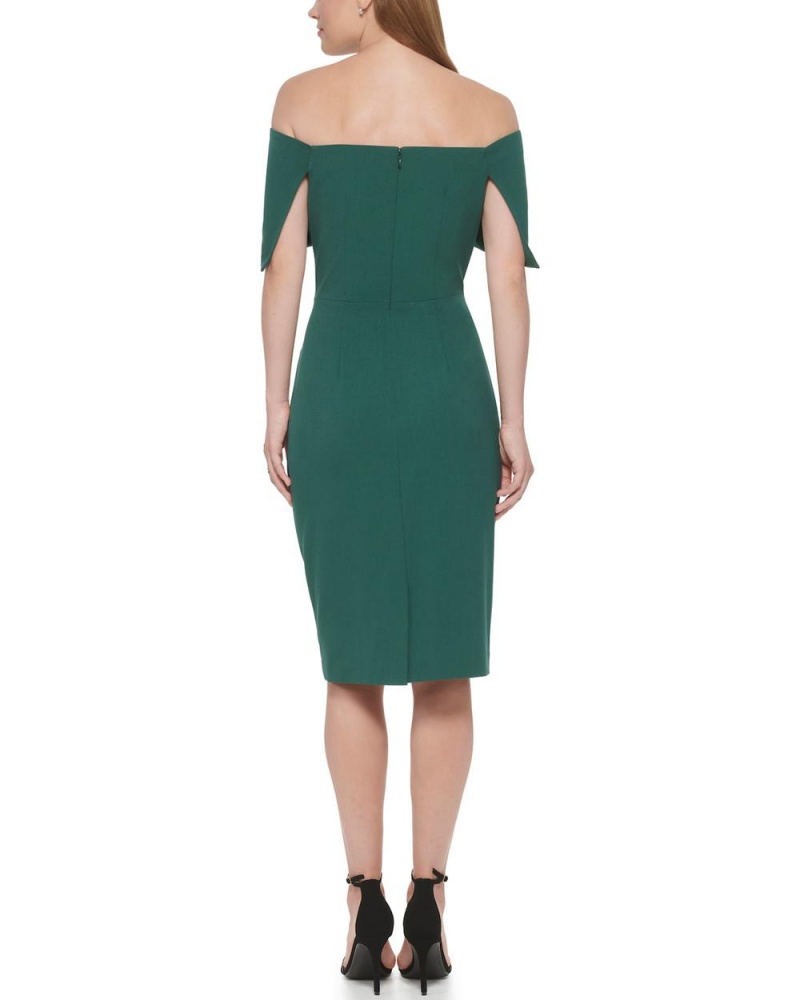 Mini Vestido Vince Camuto Off-The-Shoulder Sheath Mujer Verde | 408-GDRJZQ