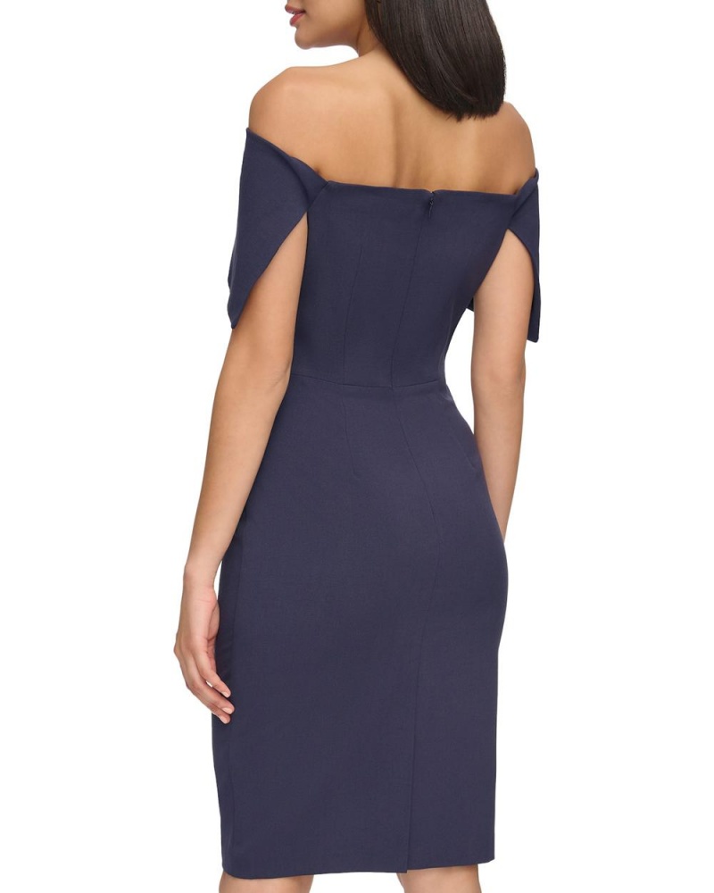 Mini Vestido Vince Camuto Off-The-Shoulder Sheath Mujer Azul Marino | 984-QMWYVR