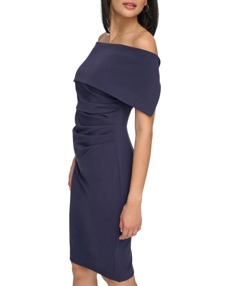 Mini Vestido Vince Camuto Off-The-Shoulder Sheath Mujer Azul Marino | 984-QMWYVR