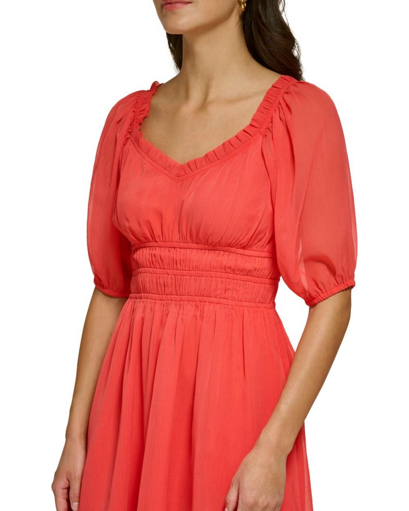 Mini Vestido Vince Camuto Shirred Fit-And-Flare Mujer Rojas | 103-SVPEFC