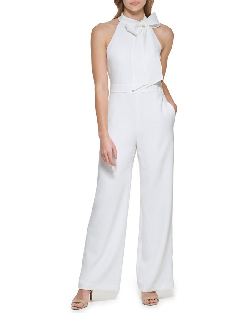 Mono Vince Camuto Bow-Neck Halter Mujer Blancas | 948-HMEYTJ