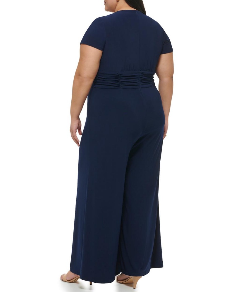 Mono Vince Camuto Twist-Front Wide-Leg (Plus Size) Mujer Azul Marino | 401-TQZKJD