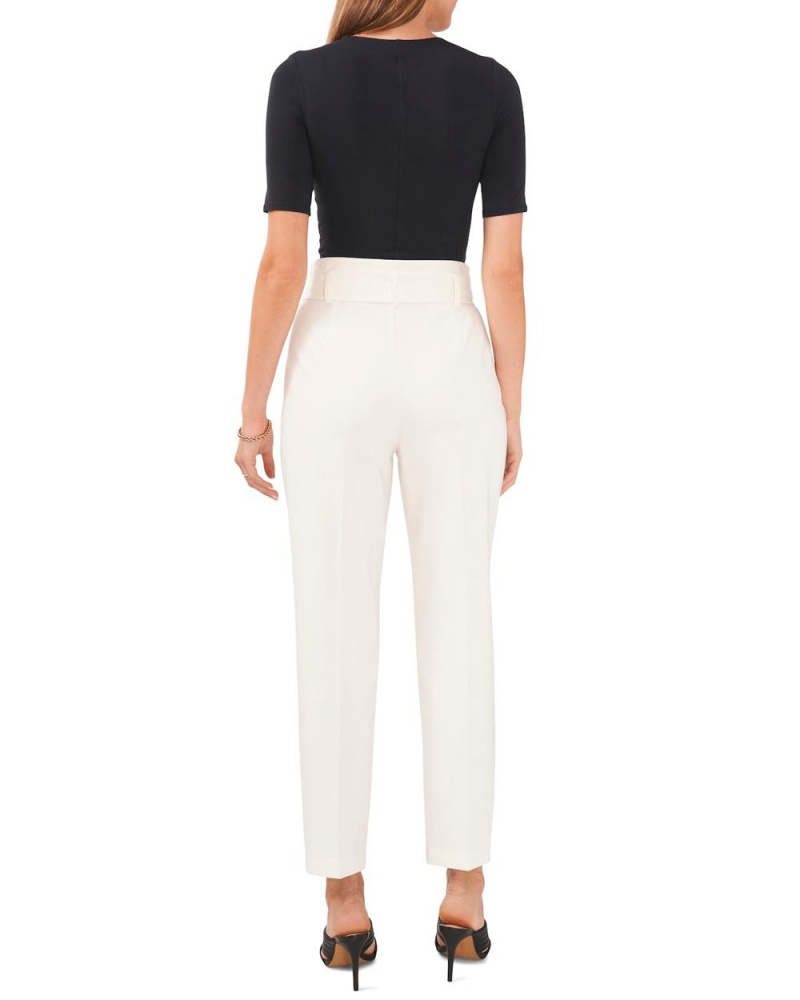 Pantalon Vince Camuto Belted Plisado-Front Mujer Blancas | 459-HMSLYJ