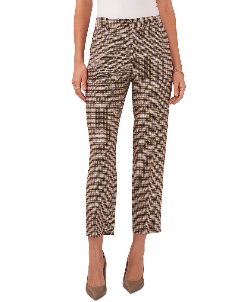 Pantalon Vince Camuto Plaid Cropped Directo-Leg Mujer Marrones | 650-UFQGPI