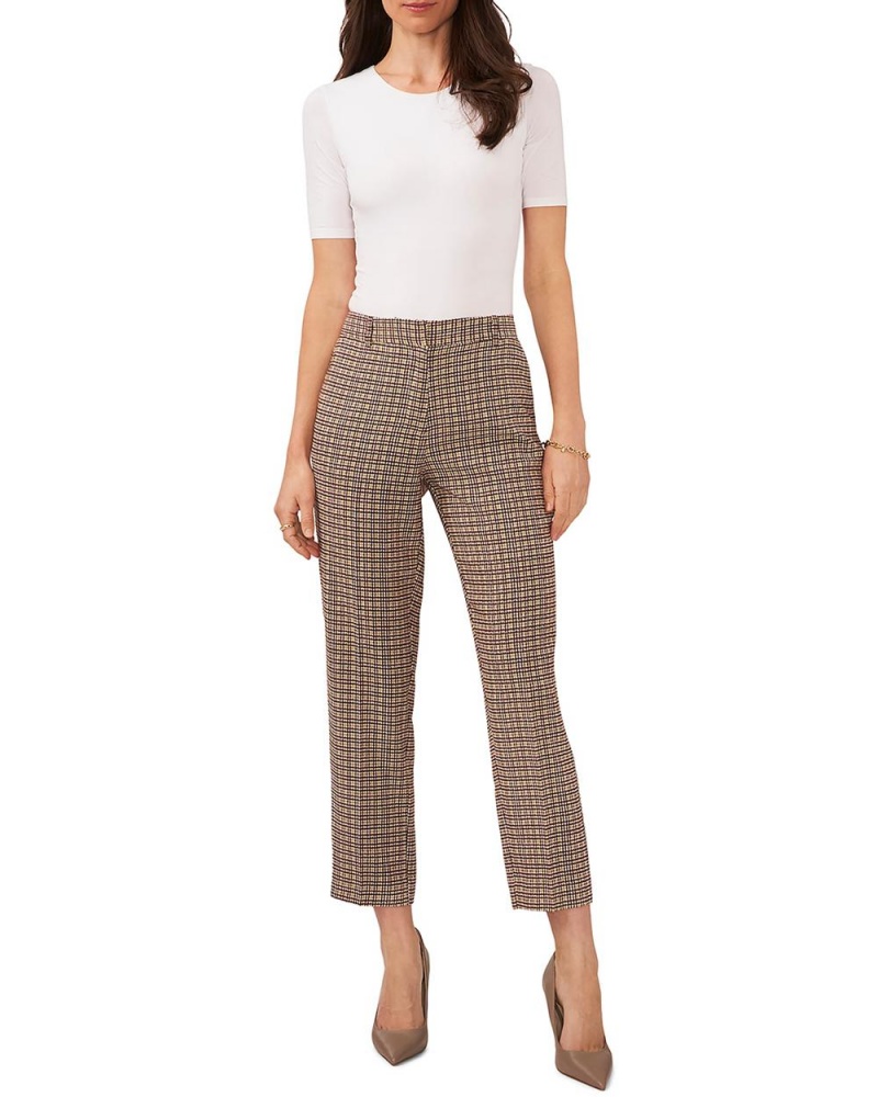 Pantalon Vince Camuto Plaid Cropped Directo-Leg Mujer Marrones | 650-UFQGPI