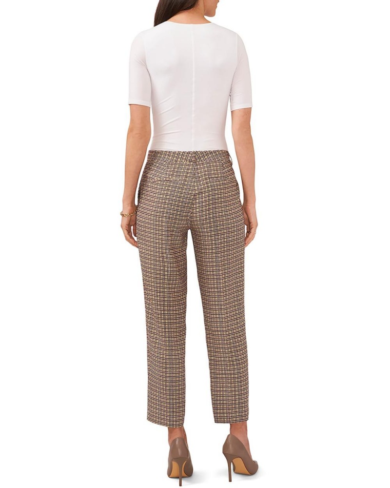 Pantalon Vince Camuto Plaid Cropped Directo-Leg Mujer Marrones | 650-UFQGPI