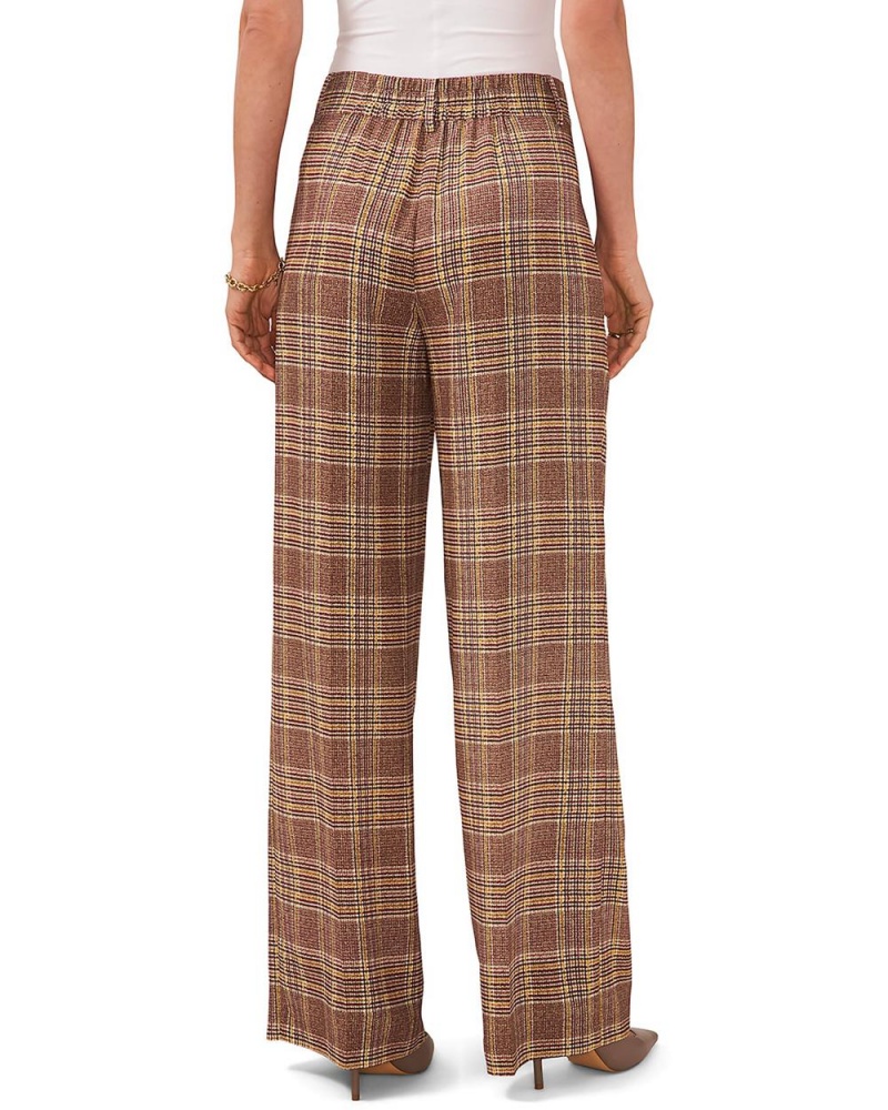 Pantalon Vince Camuto Plaid Plisado Wide-Leg Mujer Marrones | 803-MAXLYZ